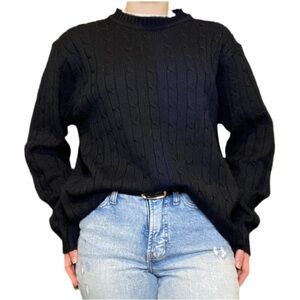 ✨ Black & Blue Cable Knit Sweater - Moto Gear, Size M✨